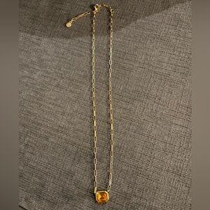 Baublebar Elegant Gold Necklace with Amber Pendant- NWT
